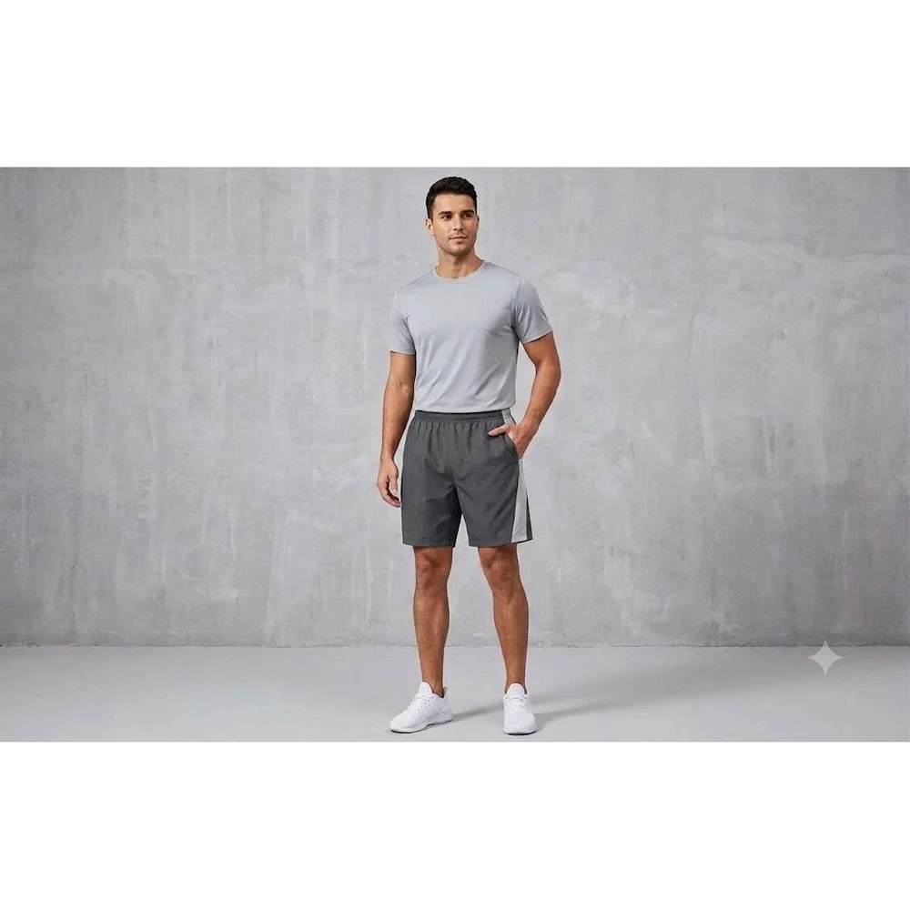 HMIYA Athletic Shorts Men XL Gray Zipper Pockets Mesh Panels Workout Gym